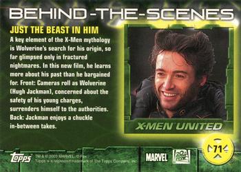 2003 Topps X2: X-Men United #71 Just the Beast in Him Back