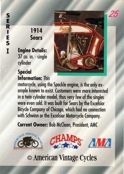 1992-93 Champs American Vintage Cycles #25 1914 Sears Back