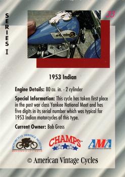1992-93 Champs American Vintage Cycles #33 1953 Indian Back