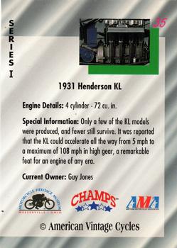 1992-93 Champs American Vintage Cycles #35 1931 Henderson KL Back