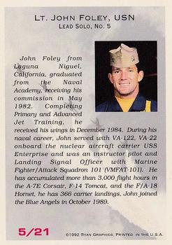 1992 Ryan Blue Angels #5 Lt. John Foley, USN Back