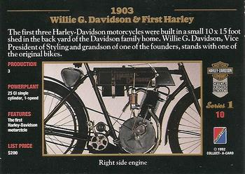 1992-93 Collect-A-Card Harley Davidson #10 1903 Willie G. Davidson Back