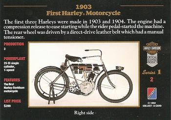 1992-93 Collect-A-Card Harley Davidson #2 1903 First Harley Motorcycle Back