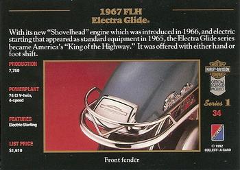 1992-93 Collect-A-Card Harley Davidson #34 1967 Electra Glide Back