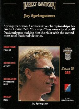 1992-93 Collect-A-Card Harley Davidson #285 Jay Springsteen Back
