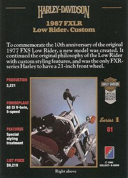 1992-93 Collect-A-Card Harley Davidson #81 1987 Low Rider Custom Back