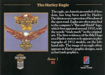 1992-93 Collect-A-Card Harley Davidson #93 The Harley Eagle Back