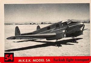 1956 Topps Jets (R707-1) #54 M.K.E.K. Model 5A           Turkish light transport Front