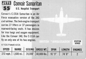 1956 Topps Jets (R707-1) #55 Convair Samritan            U.S. hospital plane Back