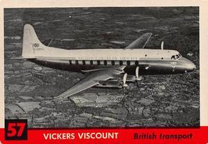 1956 Topps Jets (R707-1) #57 Vickers Viscount            British transport Front
