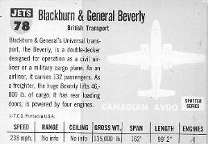 1956 Topps Jets (R707-1) #78 B&G Beverly                 British cargo transport Back
