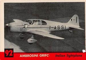 1956 Topps Jets (R707-1) #92 Ambrosini Grifo             Italian lightplane Front