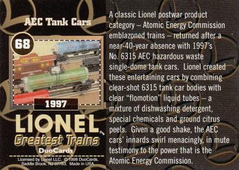 1998 DuoCards Lionel Greatest Trains #68 1997  AEC Tank Cars Back