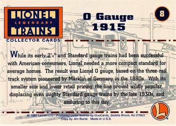 1997 DuoCards Lionel Legendary Trains #8 O Gauge 1915 Back