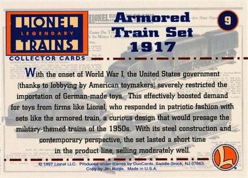 1997 DuoCards Lionel Legendary Trains #9 Armored Train Set 1917 Back