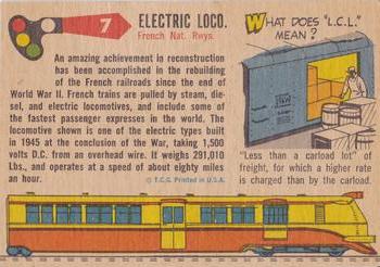 1955 Topps Rails & Sails #7 Electric Locomotive Back