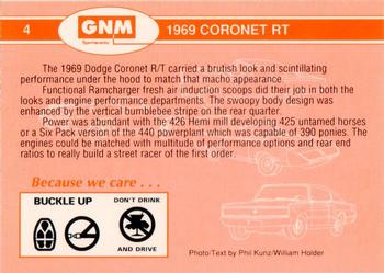 1992 GNM Sportscards Rapid Transit System #4 1969 Coronet RT Back