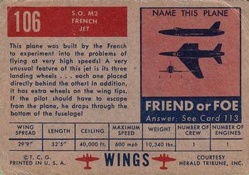 1952 Topps Wings Friend or Foe (R707-4) #106 SO.M-2 Back