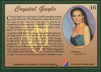 1992 Collect-A-Card Country Classics #16 Crystal Gayle Back