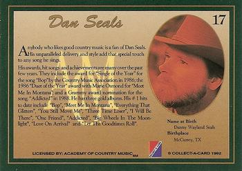 1992 Collect-A-Card Country Classics #17 Dan Seals Back