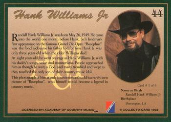 1992 Collect-A-Card Country Classics #44 Hank Williams Jr. Back