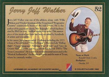 1992 Collect-A-Card Country Classics #52 Jerry Jeff Walker Back
