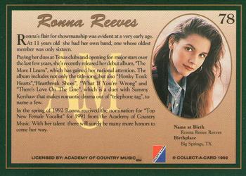 1992 Collect-A-Card Country Classics #78 Ronna Reeves Back
