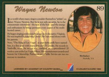 1992 Collect-A-Card Country Classics #89 Wayne Newton Back