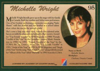 1992 Collect-A-Card Country Classics #95 Michelle Wright Back