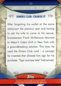 2011 Topps American Pie #23 Diners Club is first credit card Back
