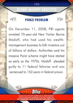 2011 Topps American Pie - Foil #194 Bernie Madoff Arrested Back