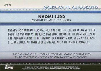 2011 Topps American Pie - Autographs #APA-23 Naomi Judd Back