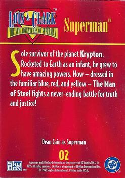 1995 SkyBox Lois & Clark #2 Superman Back