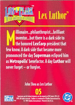 1995 SkyBox Lois & Clark #5 Lex Luthor Back