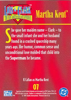 1995 SkyBox Lois & Clark #7 Martha Kent Back