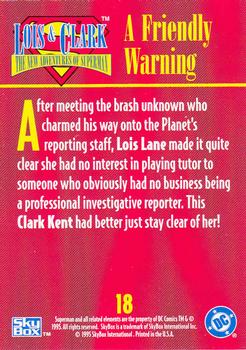 1995 SkyBox Lois & Clark #18 A Friendly Warning Back