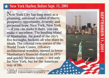 2001 Topps Enduring Freedom #2 New York Harbor, Before Sept. 11, 2001 Back