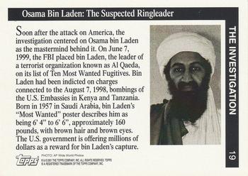 2001 Topps Enduring Freedom #19 Osama Bin Laden: The Suspected Ringleader Back