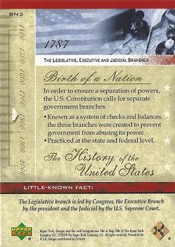 2004 Upper Deck History of the United States #BN3 The Legislative, Executive and Judicial Branches Back