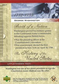 2004 Upper Deck History of the United States #BN7 George Washington Back