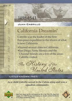 2004 Upper Deck History of the United States #EX17 Juan Cabrillo Back