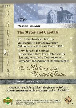 2004 Upper Deck History of the United States #SC13 Rhode Island Back
