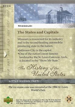 2004 Upper Deck History of the United States #SC24 Missouri Back