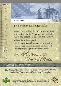 2004 Upper Deck History of the United States #SC48 Arizona Back