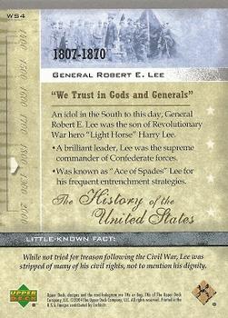 2004 Upper Deck History of the United States #WS4 General Robert E. Lee Back