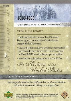 2004 Upper Deck History of the United States #WS8 General P.G.T. Beauregard Back