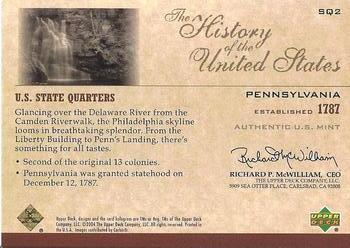 2004 Upper Deck History of the United States - U.S. State Quarters Cards #SQ2 Pennsylvania Back