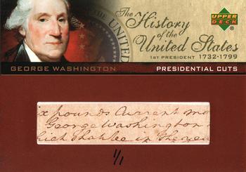 2004 Upper Deck History of the United States - Presidential Cuts #PC-GW George Washington Front