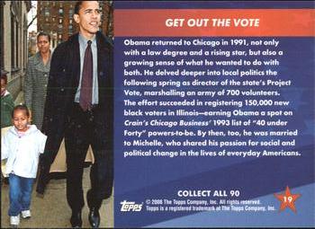2009 Topps President Obama #19 Get Out the Vote Back