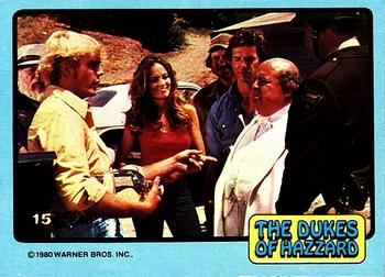1980 Donruss Dukes of Hazzard #15 Jesse, Bo, Daisy, Cooter, Luke, Boss & officer Front